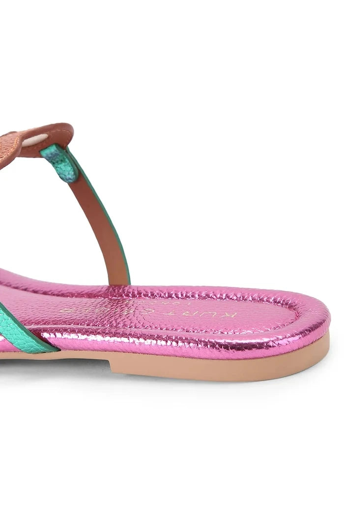 Kurt Geiger London kadın deri Kurt Heart T Bar Flat terlik