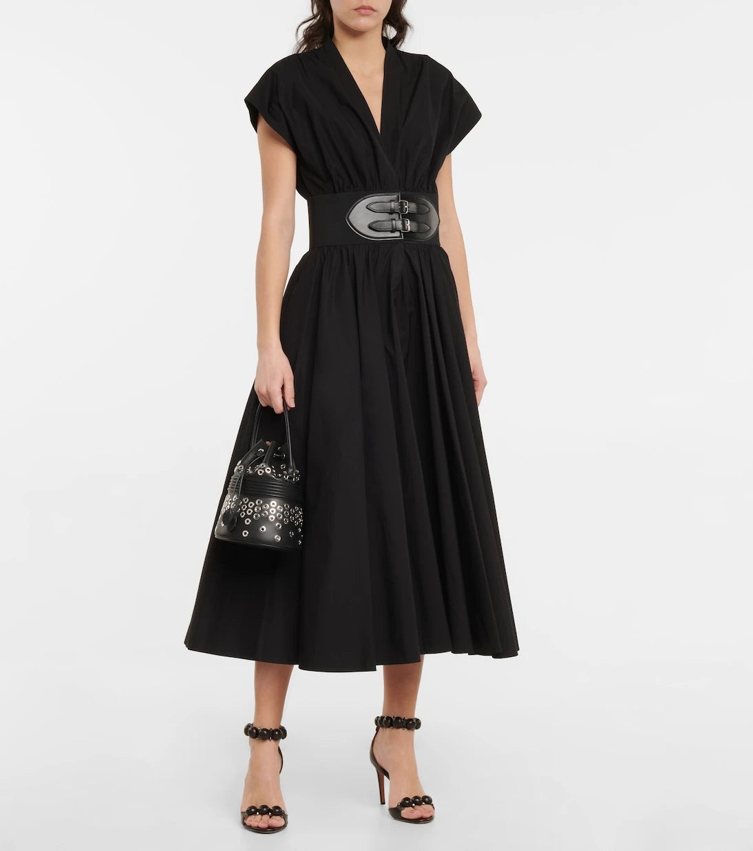 Alaïa - Belted cotton poplin midi dress