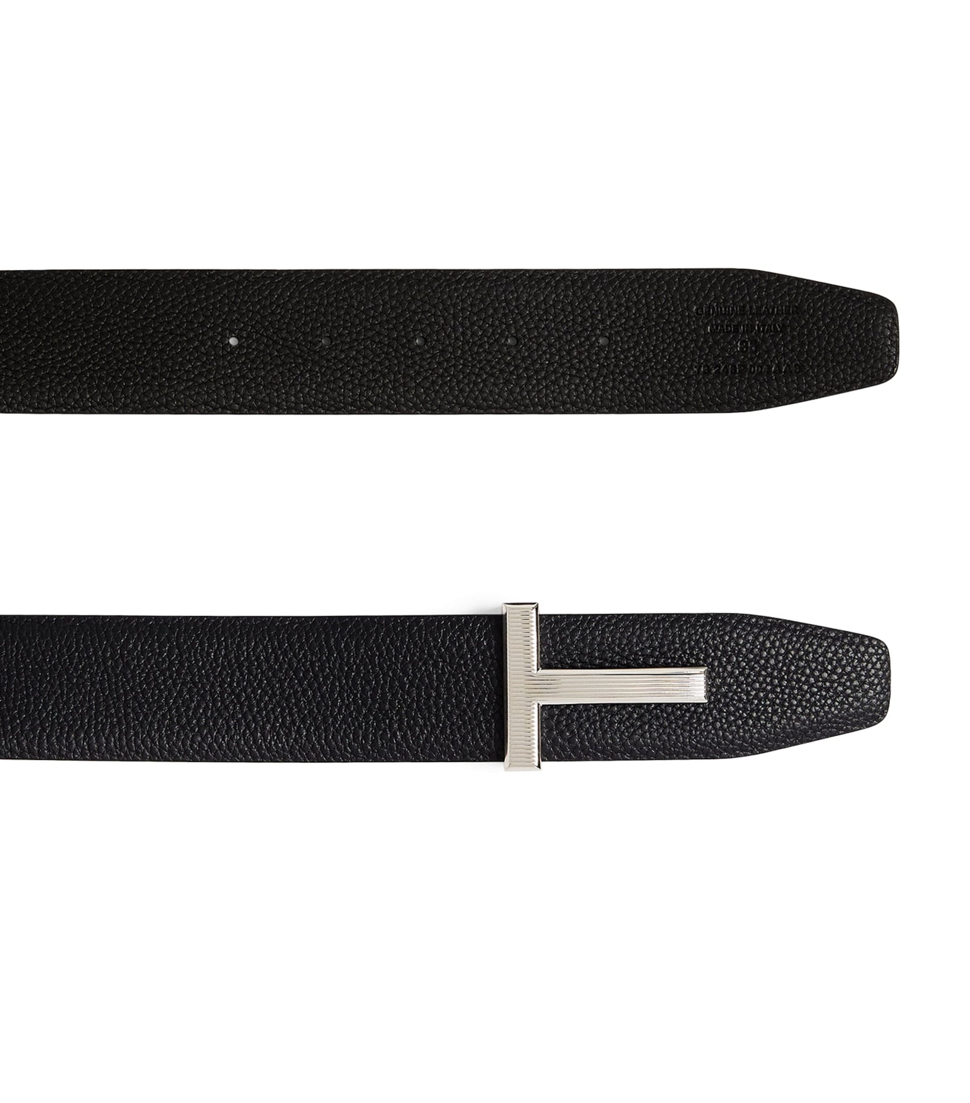 Leather Reversible T Ridge Belt