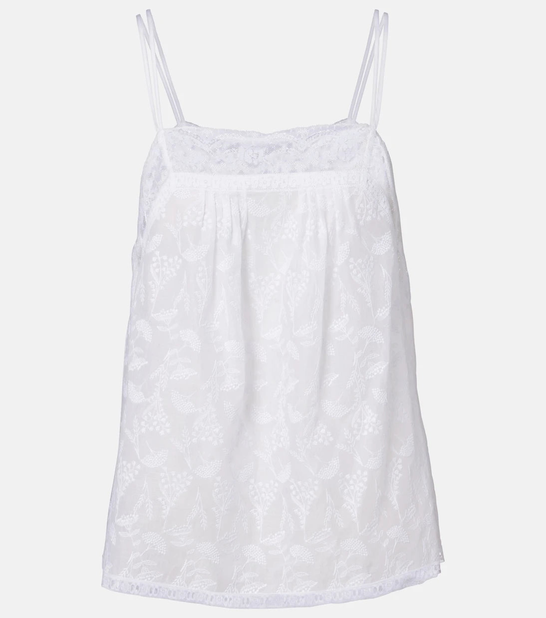 Eres - Amande floral cotton-blend voile camisole