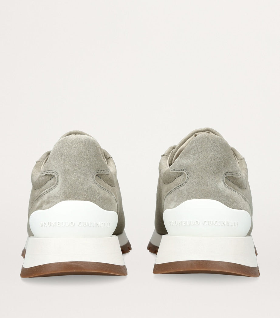 Green Suede Tab Sneakers