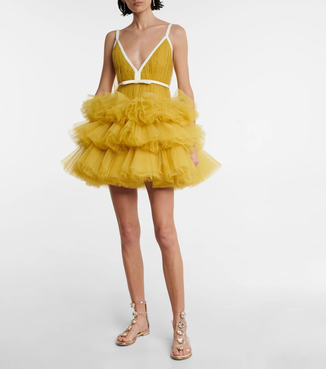 Giambattista Valli - V-neck ruffled tulle minidress