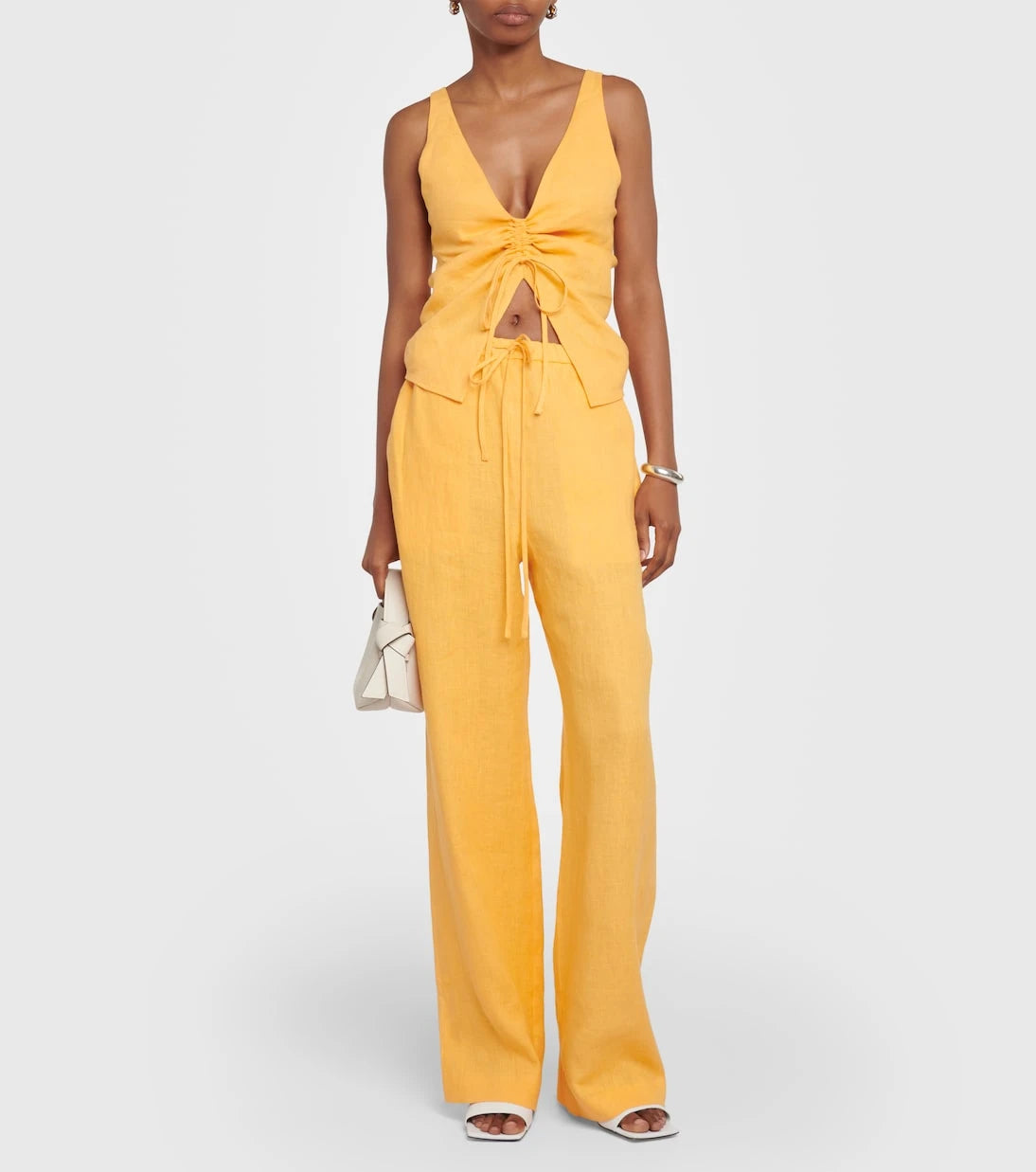 Nanushka - Ruched linen top