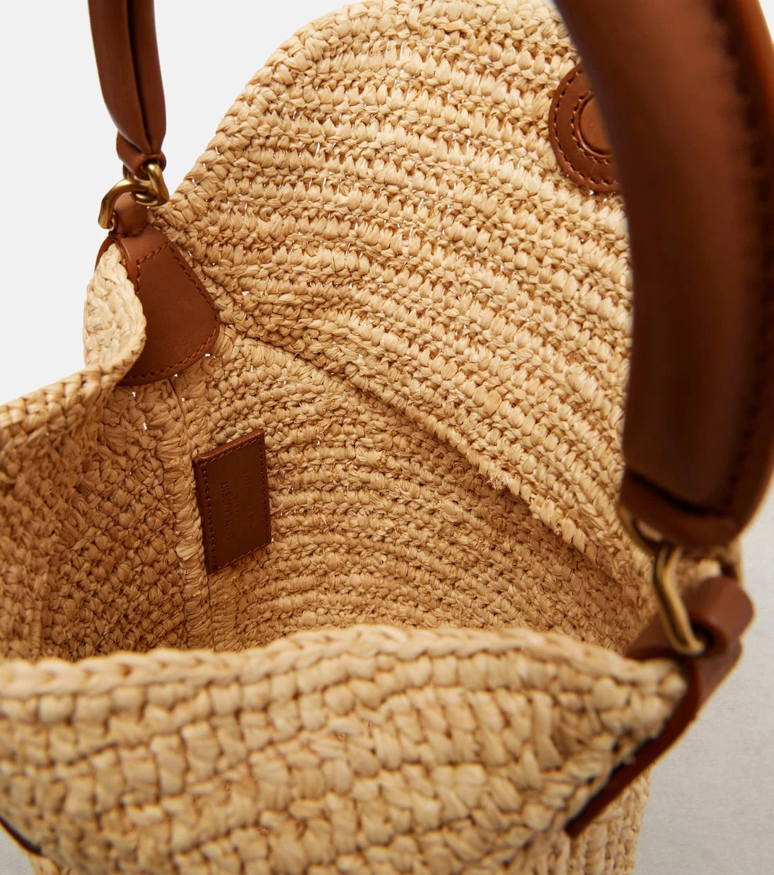 Saint Laurent - Gaby leather-trimmed raffia bucket bag