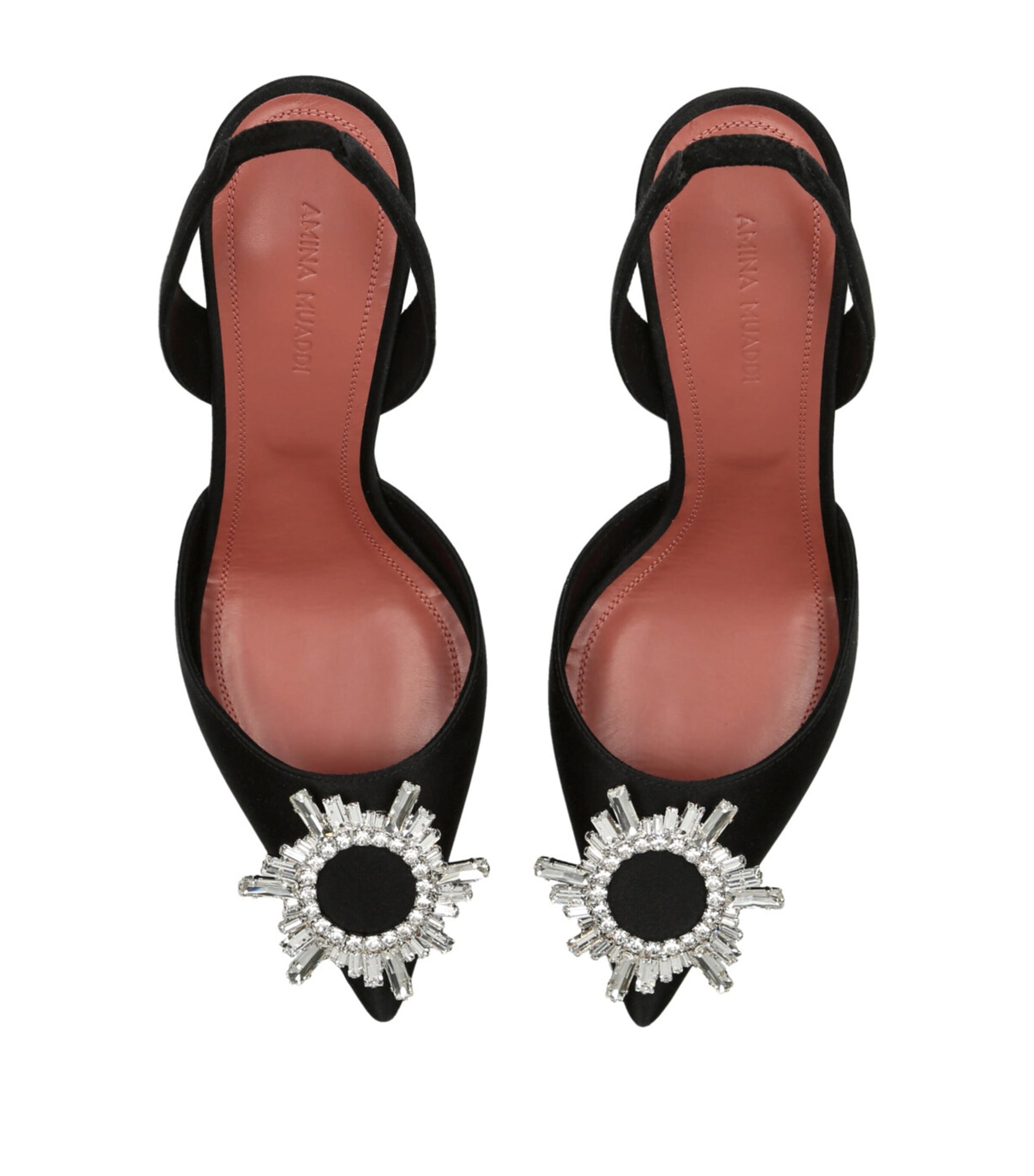 Black Satin Begum Slingback Pumps 70