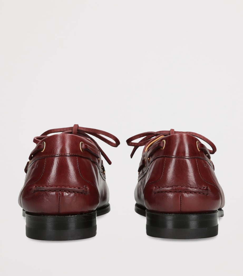 Bally Burgundy Leather Pathy Boat Shoes