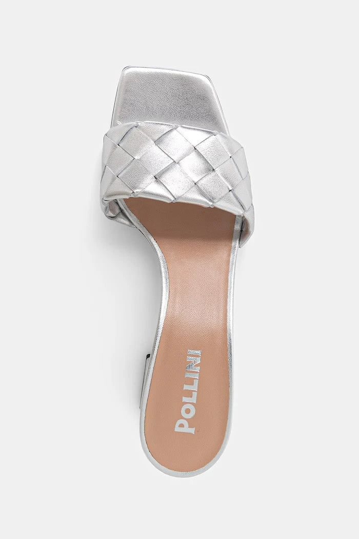 Pollini чехли с дебел ток дамски от кожа
