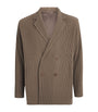 Homme Plissé Issey Miyake Beige Pleated Double-Breasted Jacket