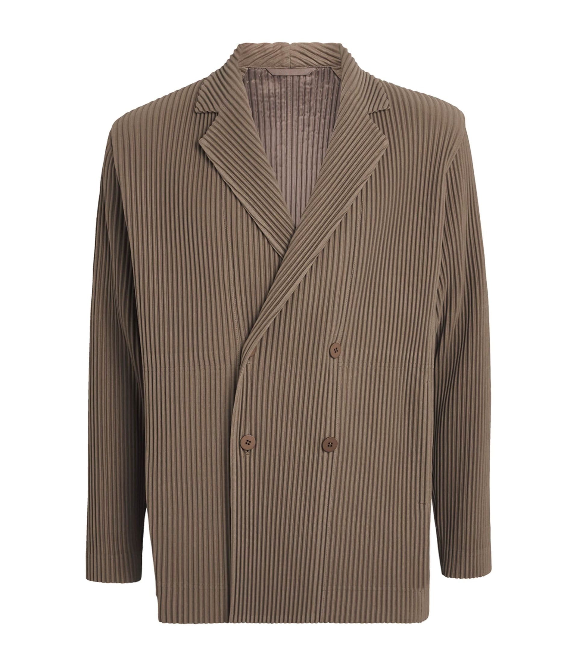 Homme Plissé Issey Miyake Beige Pleated Double-Breasted Jacket