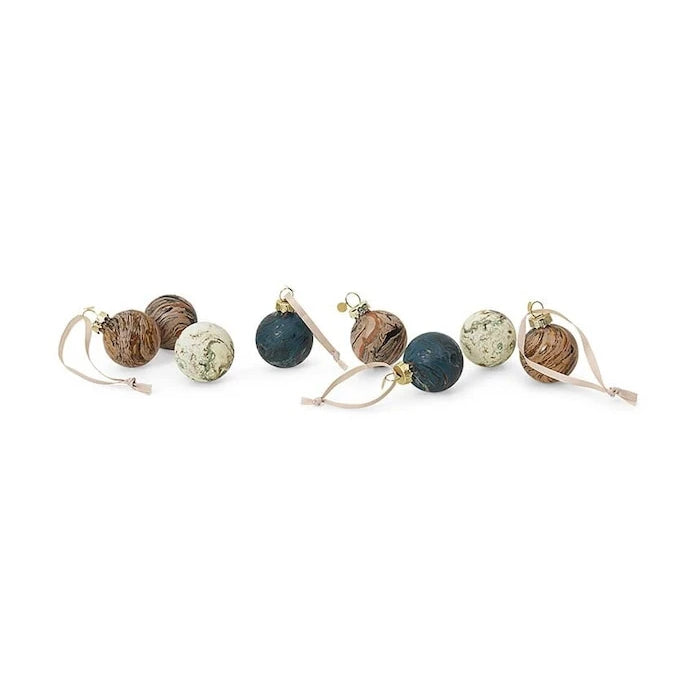 ferm LIVING Marble Baubles S (8 adet) Yılbaşı Ağacı Süs Seti