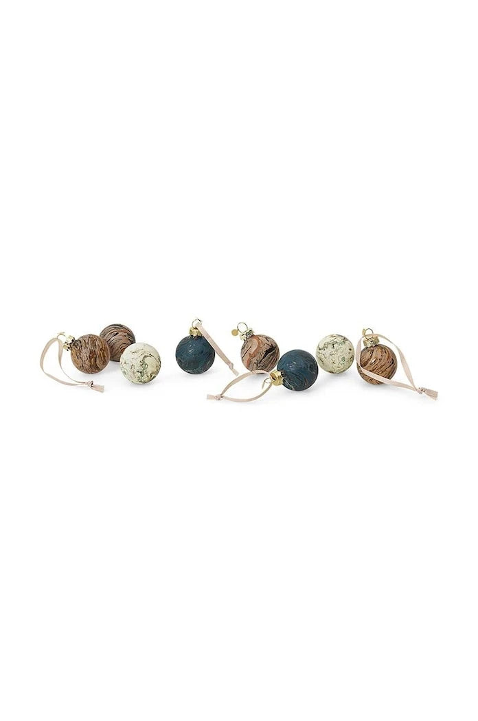 ferm LIVING Marble Baubles S (8 adet) Yılbaşı Ağacı Süs Seti