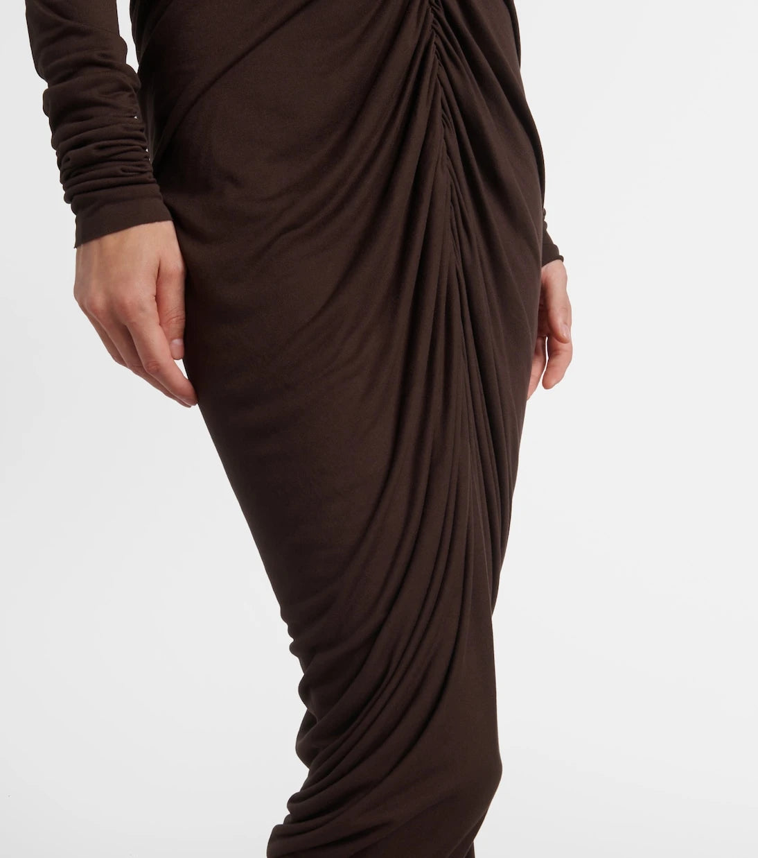 Rick Owens - Poppy LS ruched open-back jersey gown
