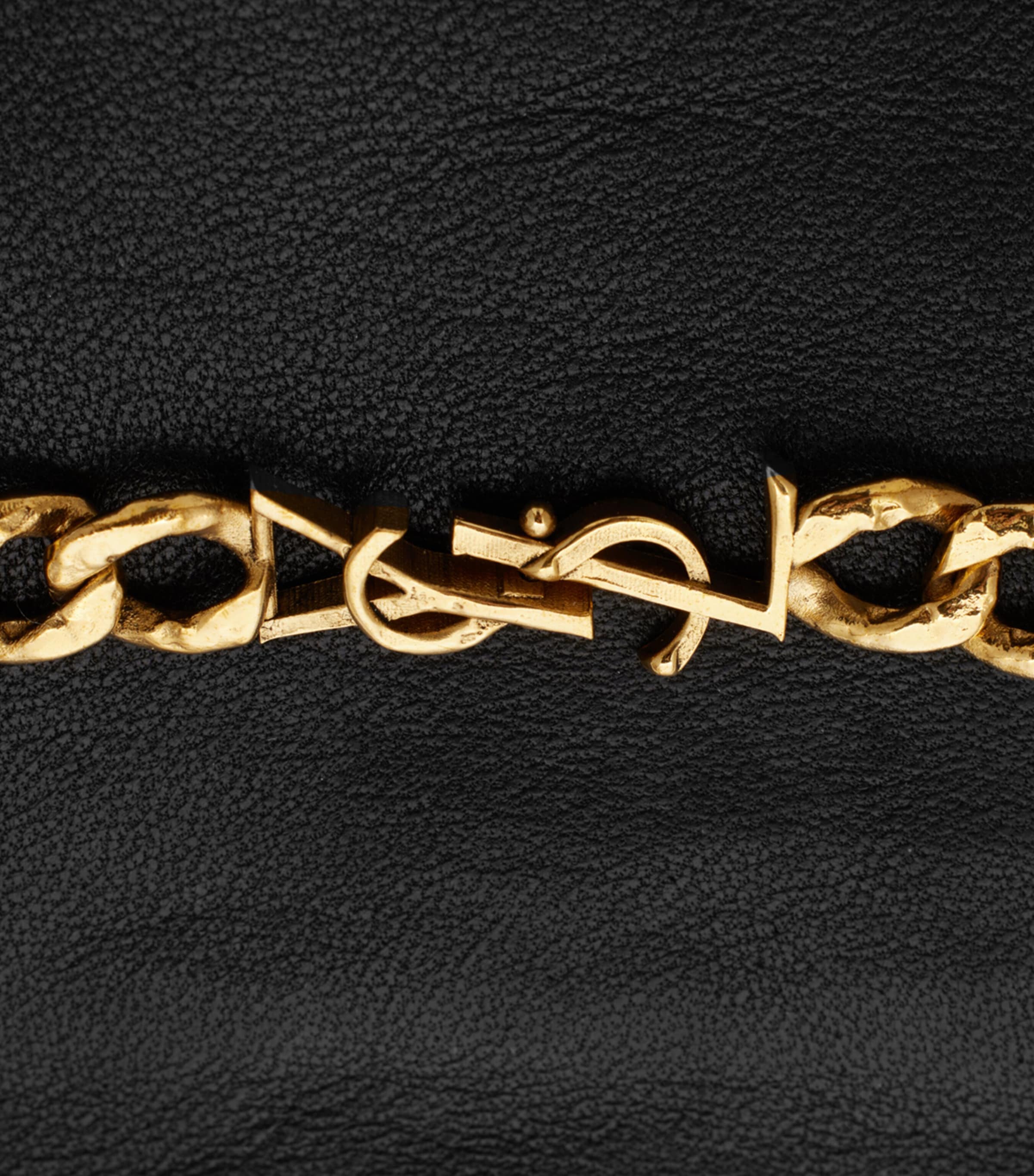 Saint Laurent Black Leather Cashmere-Lined Chain-Detail Gloves