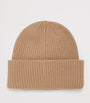 Beige Cashmere Embroidered Beanie