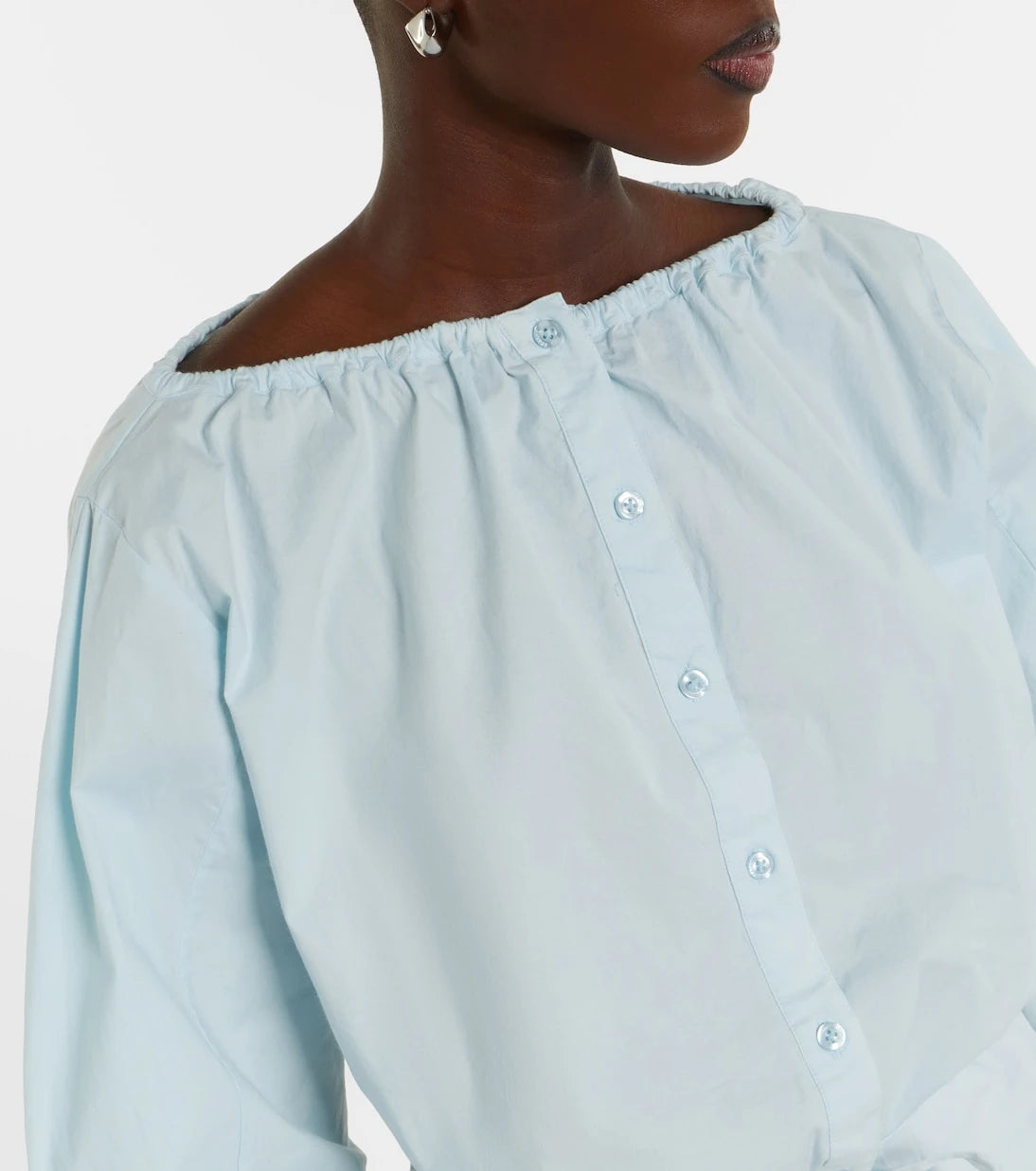 Rotate - Gathered cotton-blend blouse