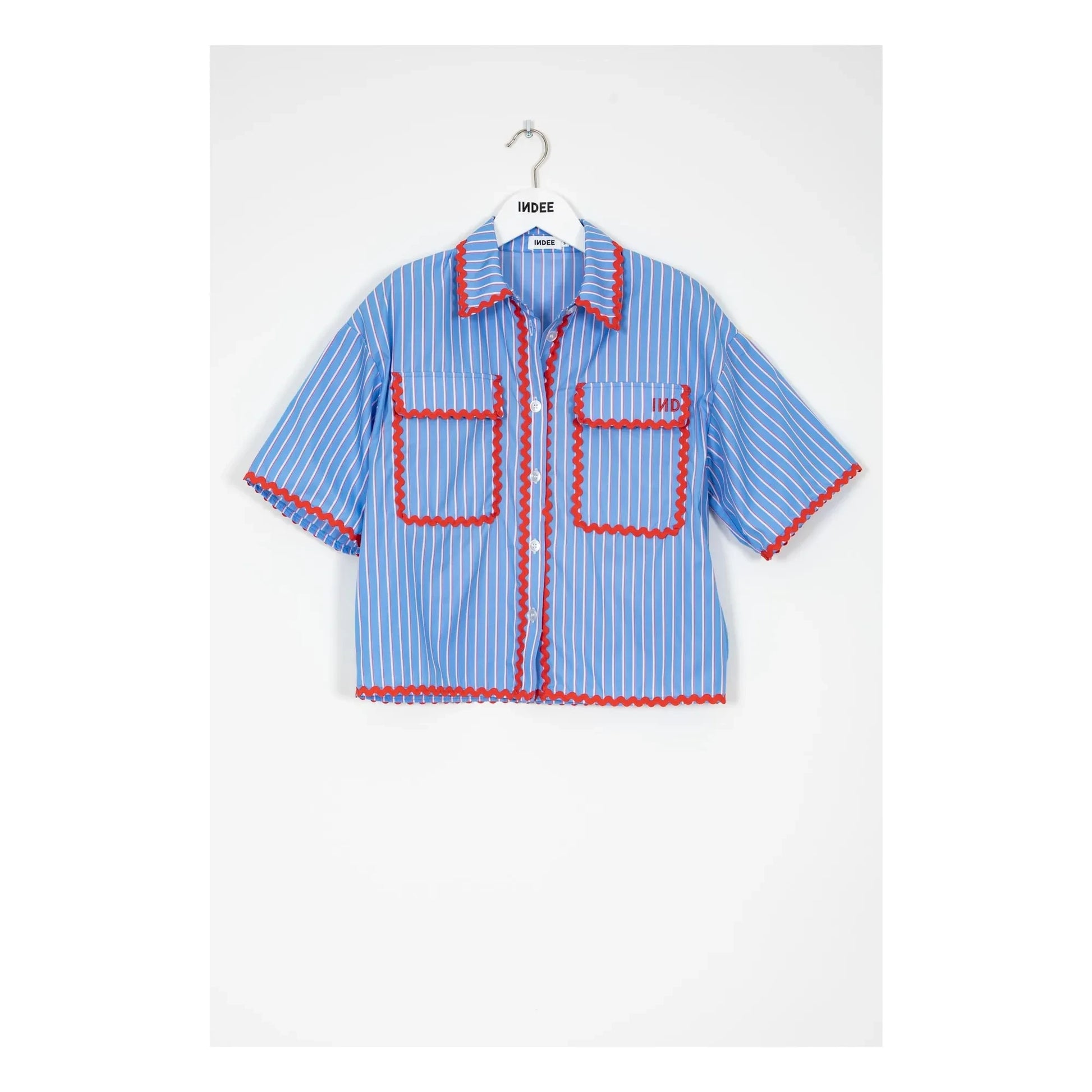 Indee - Suraya Contrast Edge Stripe Shirt | Blue