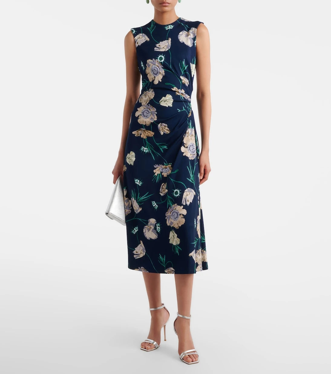 Erdem - Draped floral jersey midi dress