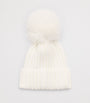White Virgin Wool Pom-Pom Beanie