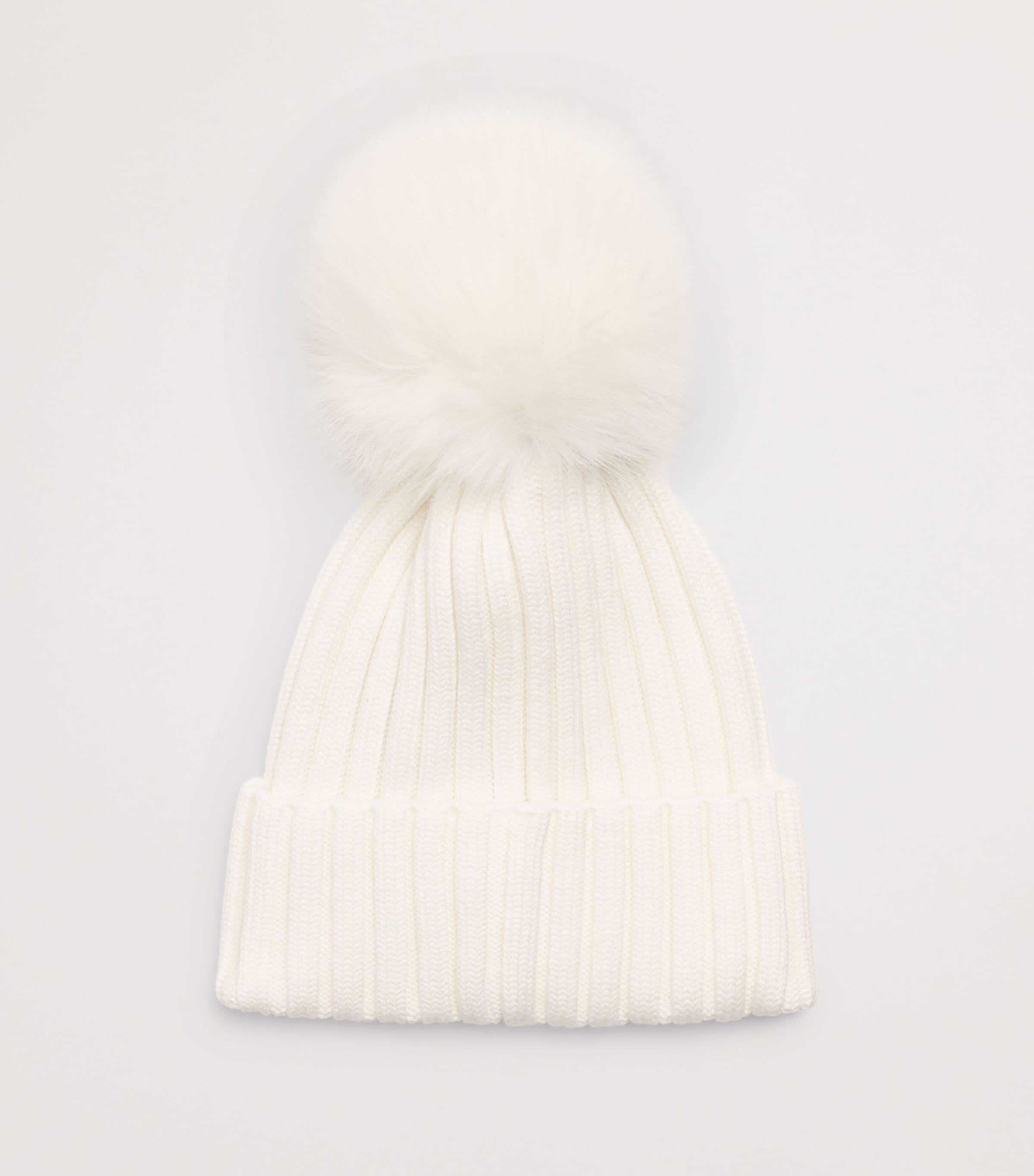 White Virgin Wool Pom-Pom Beanie