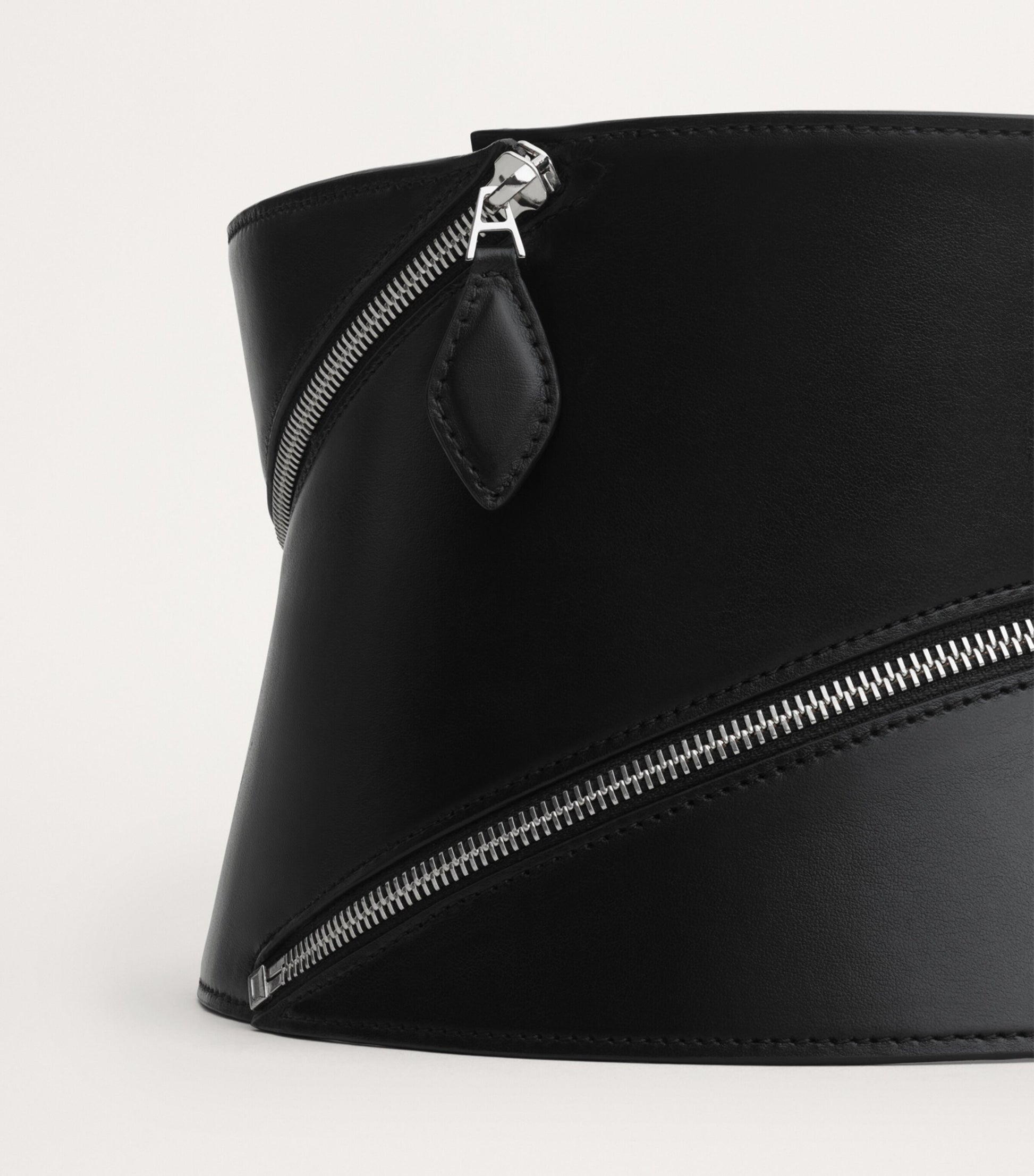 Black Spiral-Zip Corset Belt