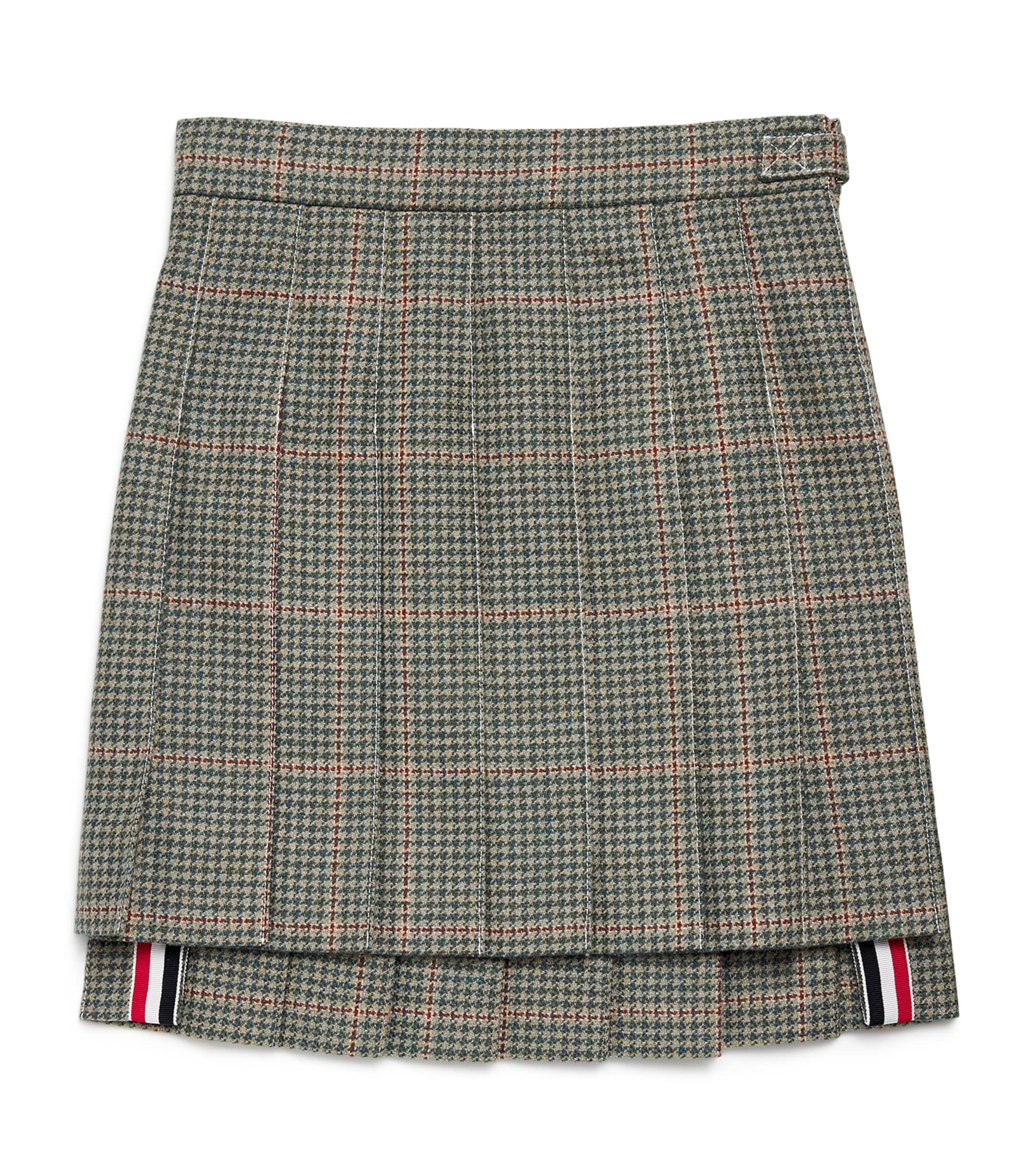 Thom Browne Kids Tweed Herringbone Pleated Skirt (2-12 Years)