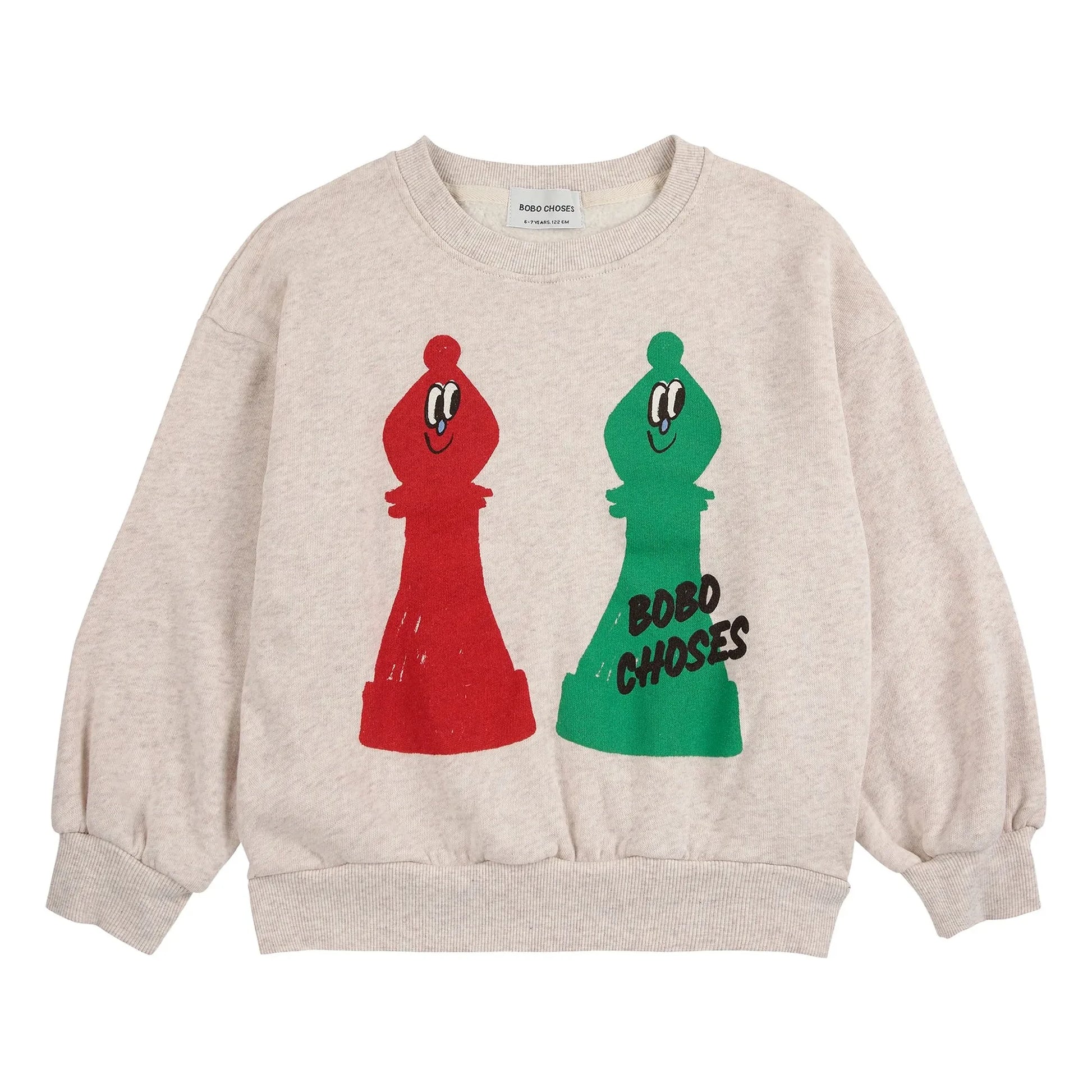 Bobo Choses - Chess Sweat Organic Cotton | Heather beige