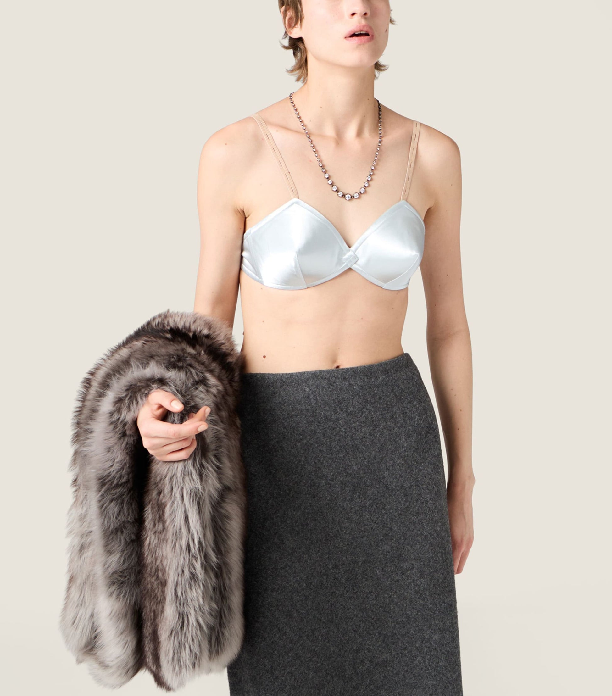 Miu Miu Turquoise Satin Bra