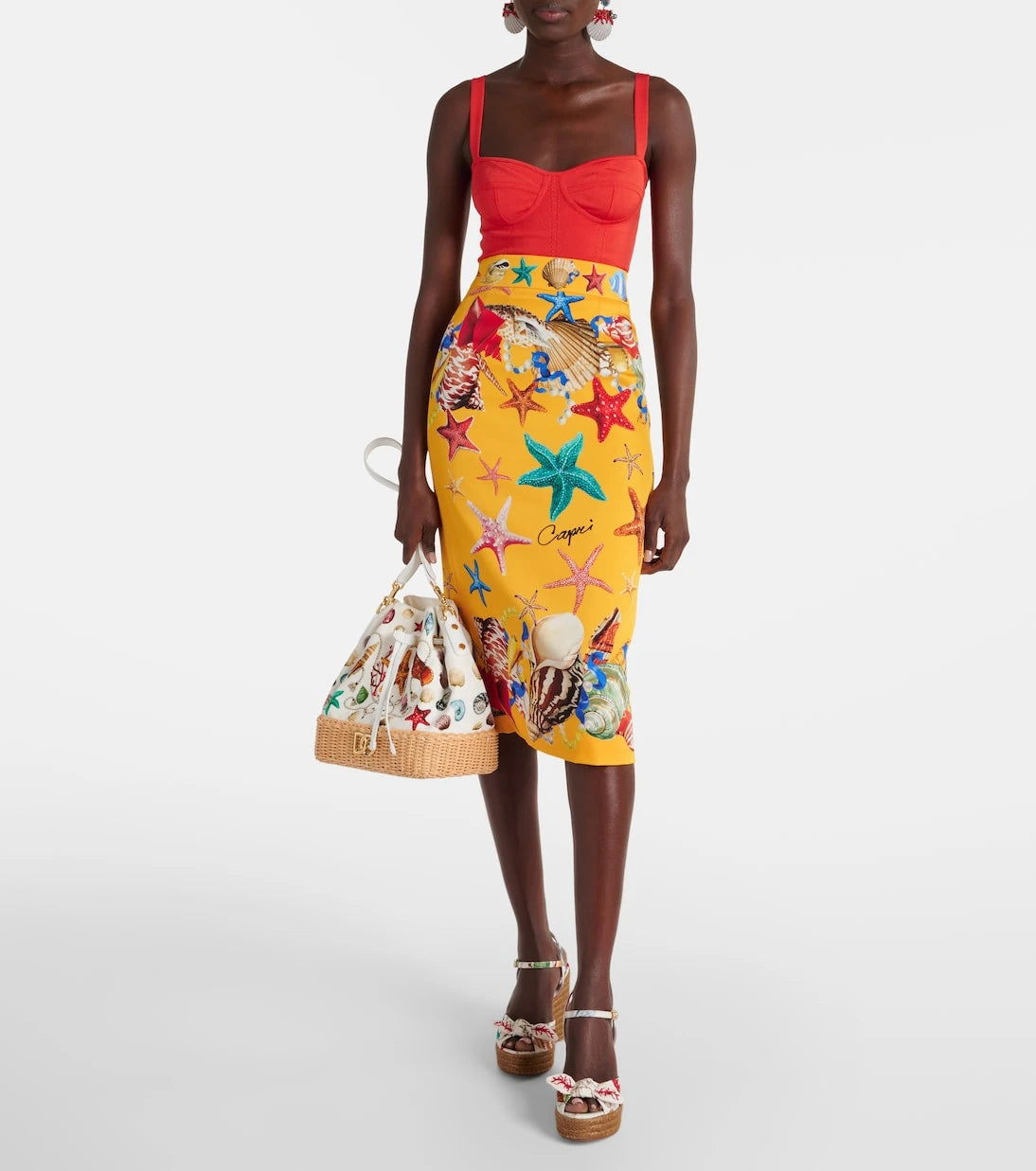 Dolce&Gabbana - Capri printed silk-blend midi skirt