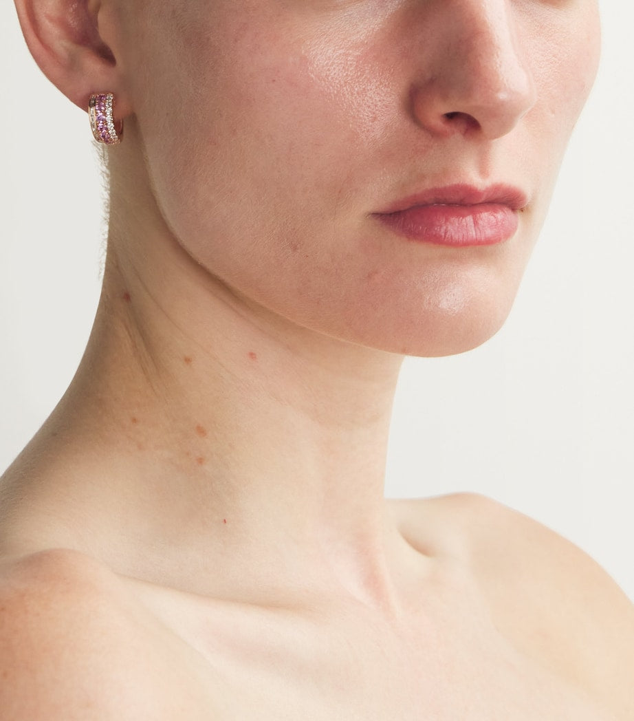 Rose Gold, Pink Sapphire and Diamond Lola Huggie Earrings