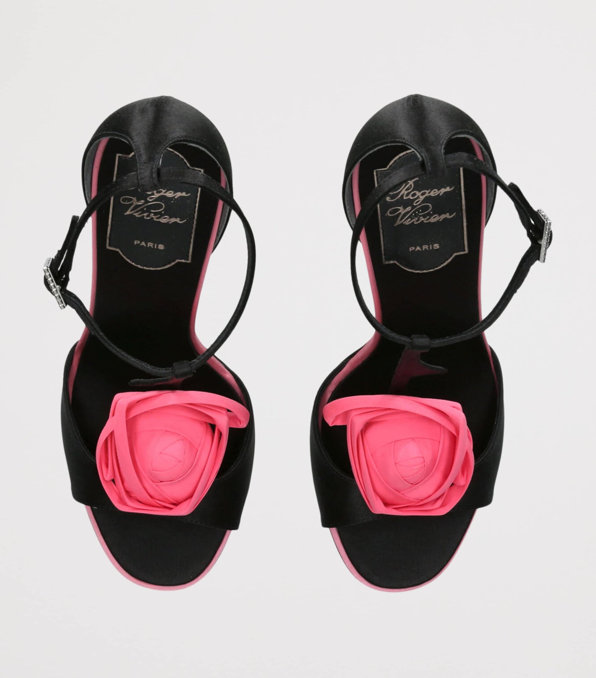 Satin Rose Heeled Sandals 100
