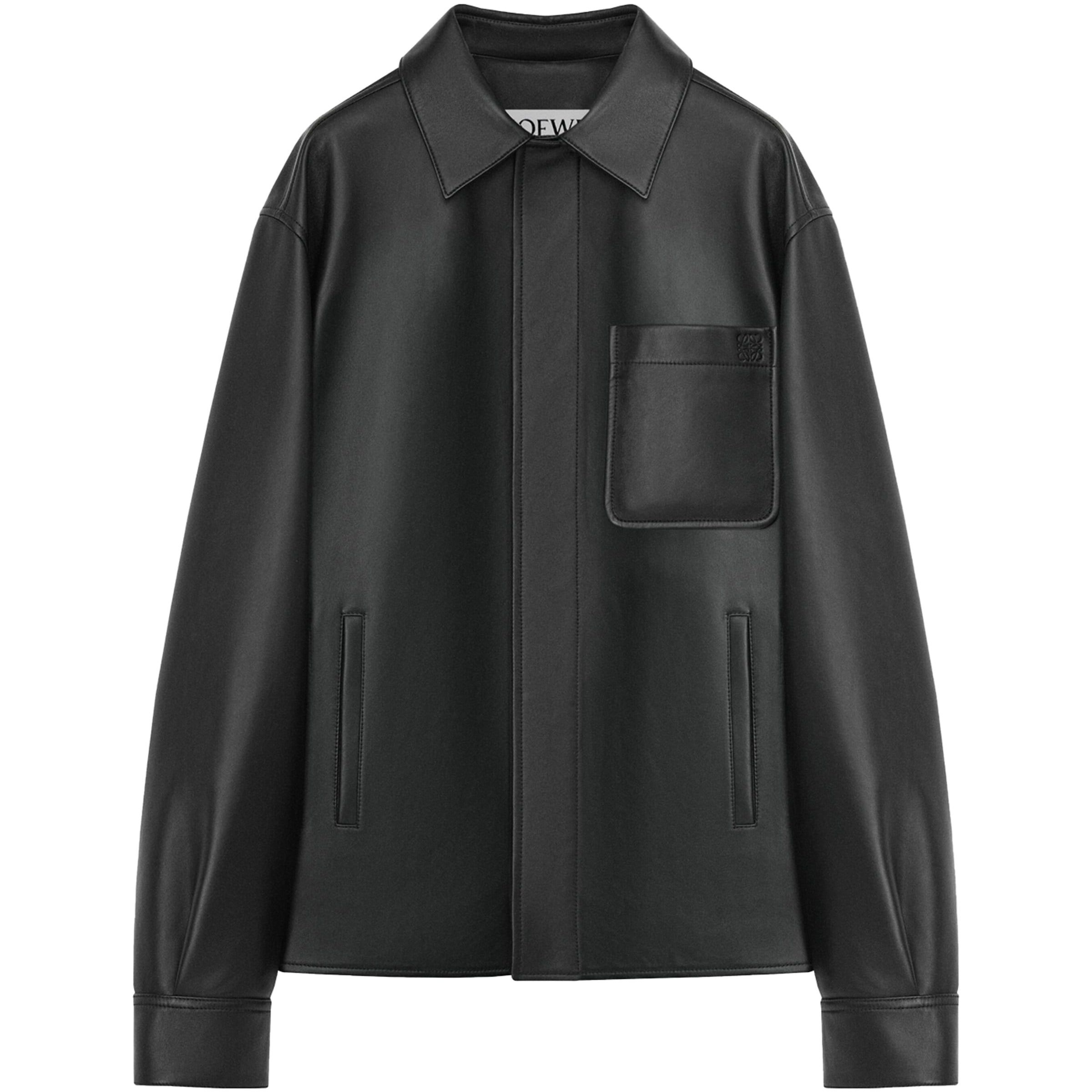 Black Leather Anagram Overshirt