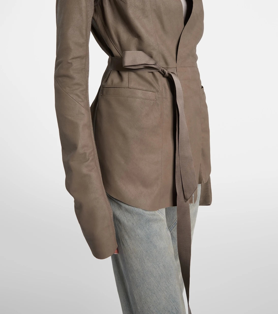 Rick Owens - Hollywood virgin wool-trimmed leather blazer