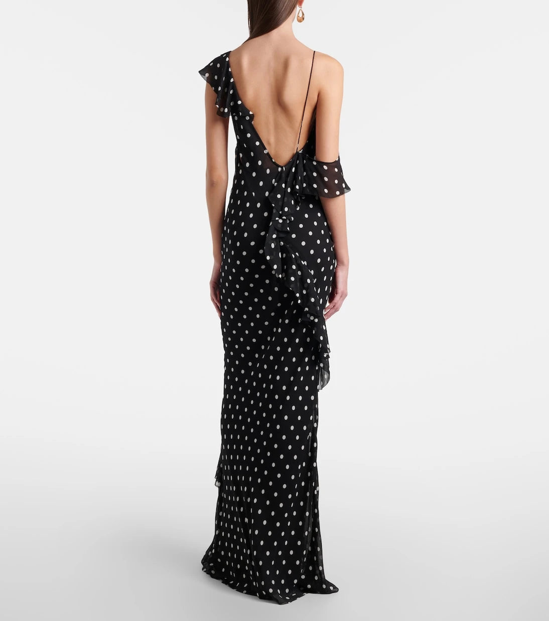 Self-Portrait - Polka-dot ruffled georgette gown