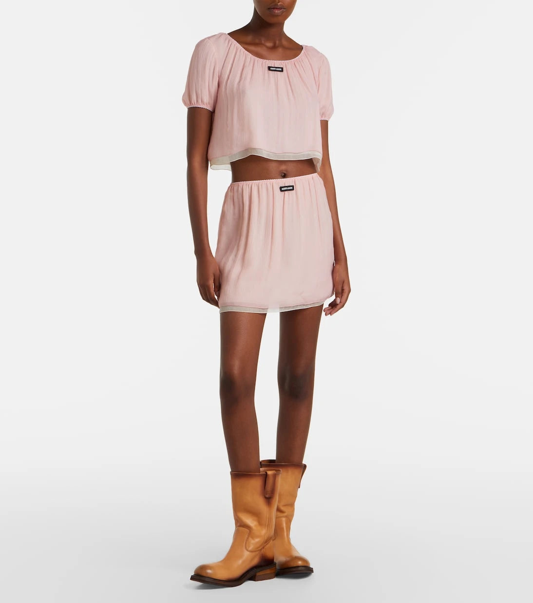 Miu Miu - Layered silk chiffon miniskirt