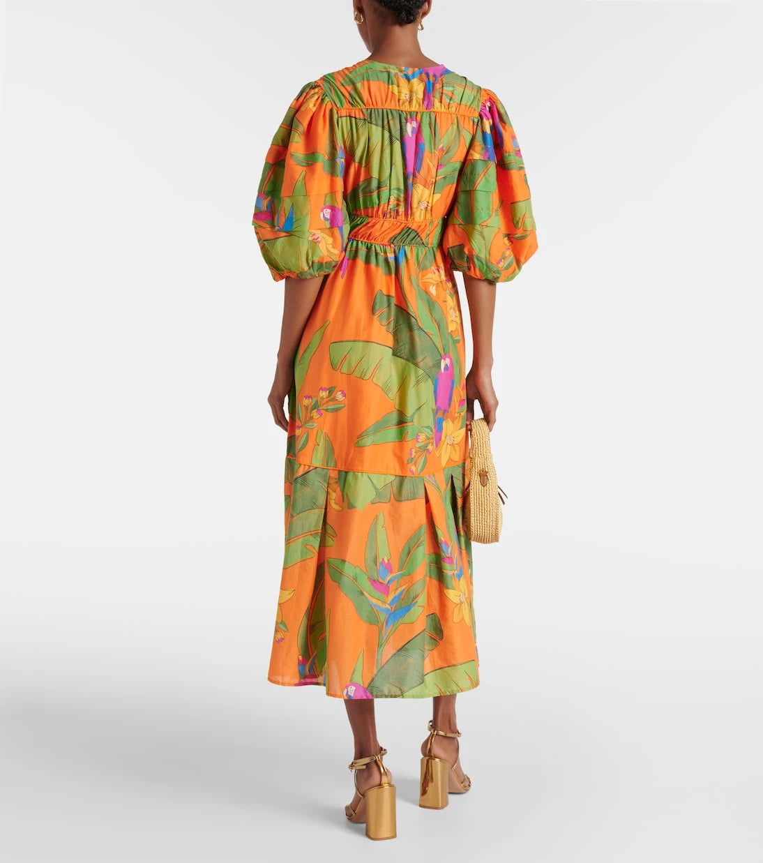 Farm Rio - Fresh Macaws cotton midi dress