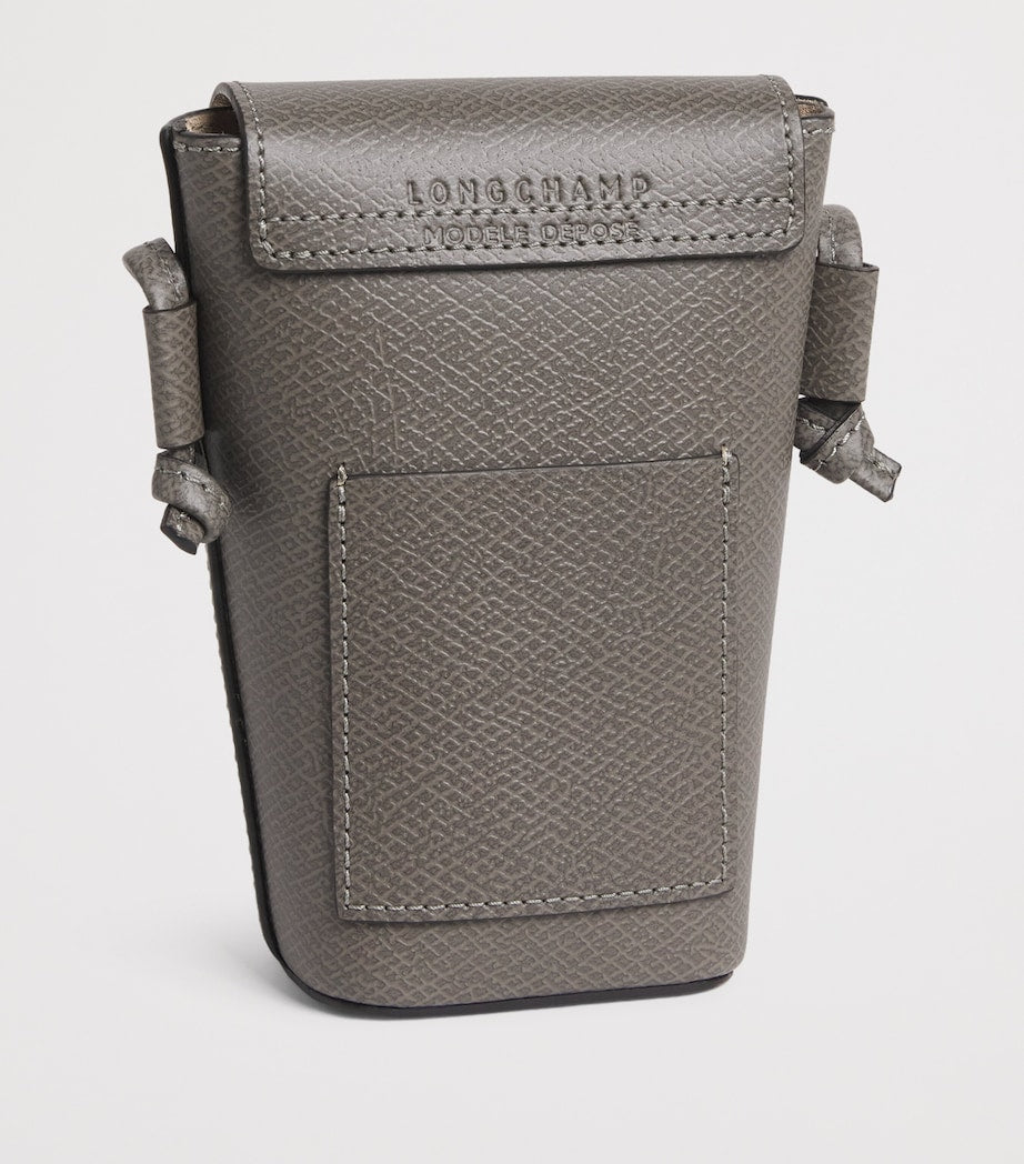 Longchamp Blue Leather Épure Phone Case with Strap