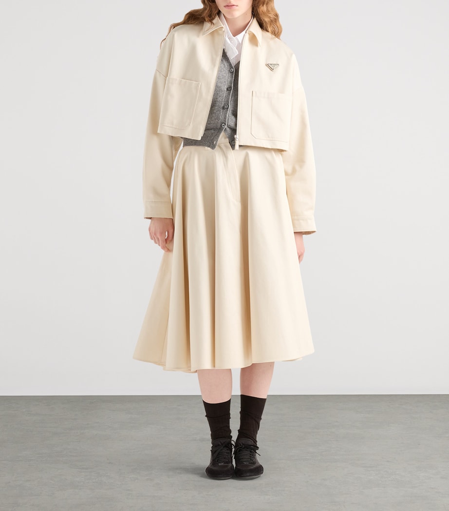 Neutral Chino Cropped Shirt Jacket