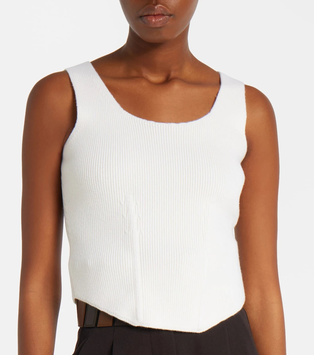 Alaïa - Ribbed-knit wool-blend bustier