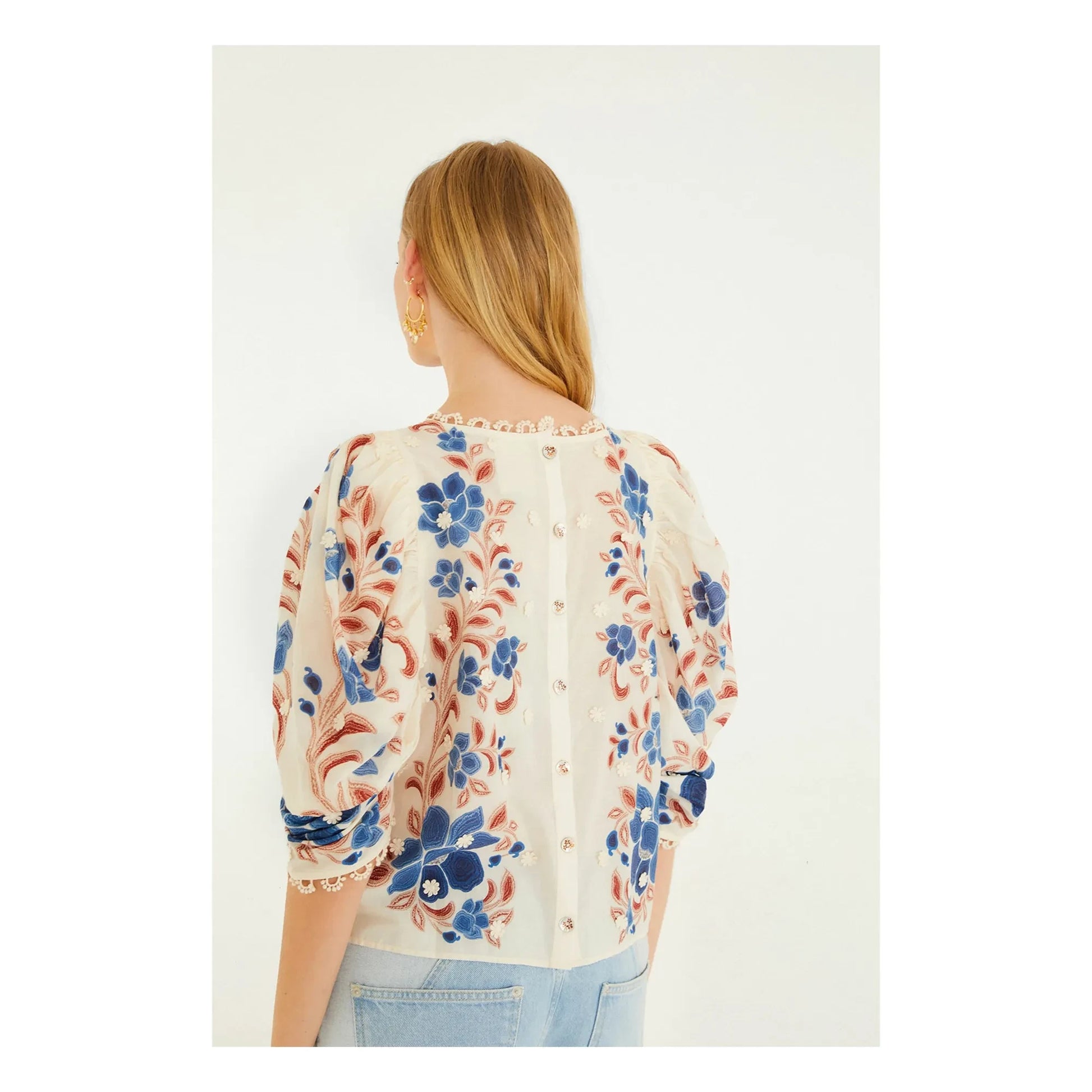 Farm Rio - Renata Floral blouse | Sand