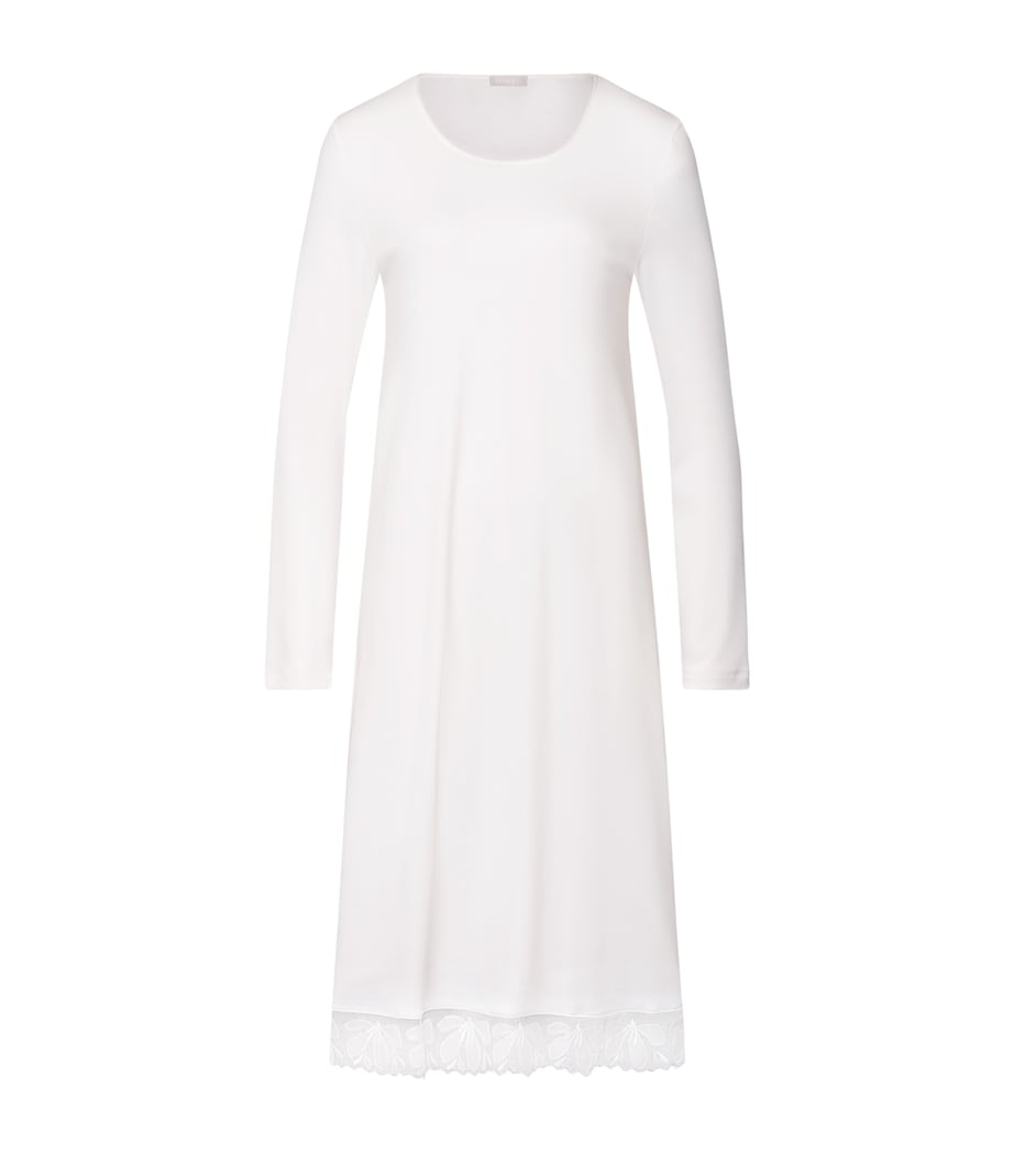 Hanro Ivory Cotton Long-Sleeve Kalea Nightdress