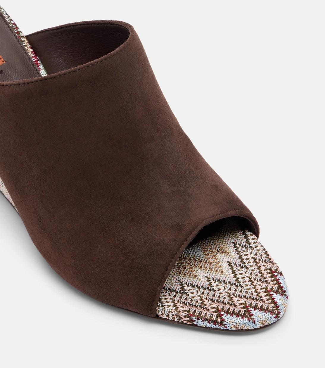 Missoni - حذاء مفتوح بكعب ويدج ونقشة متعرجة "زيجزاج" من الشمواه موديل "مابل"