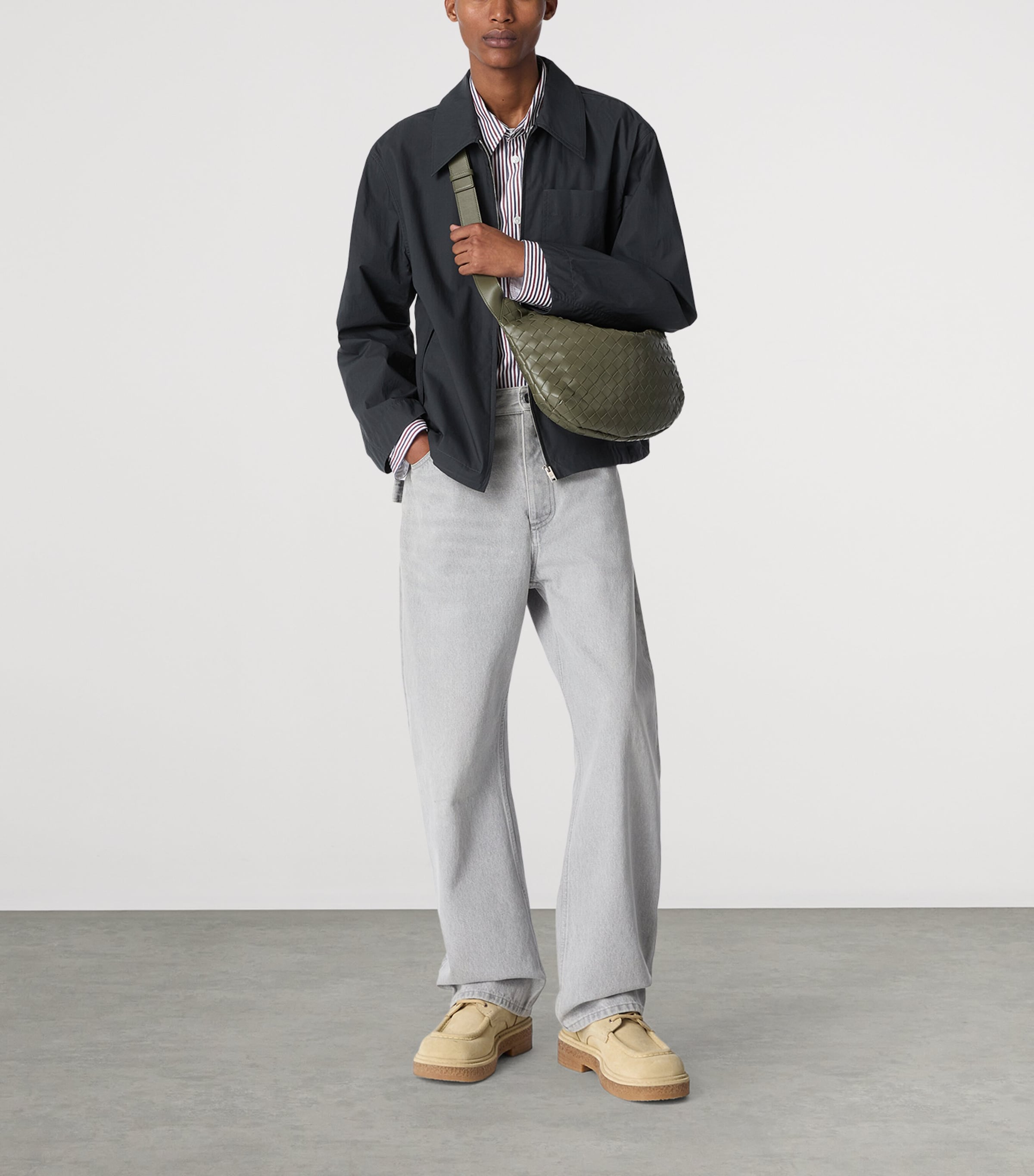 Leather Intrecciato Cross-Body Bag