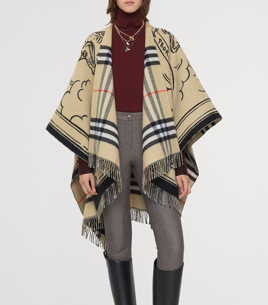 Burberry Beige Wool Reversible Check EKD Cape