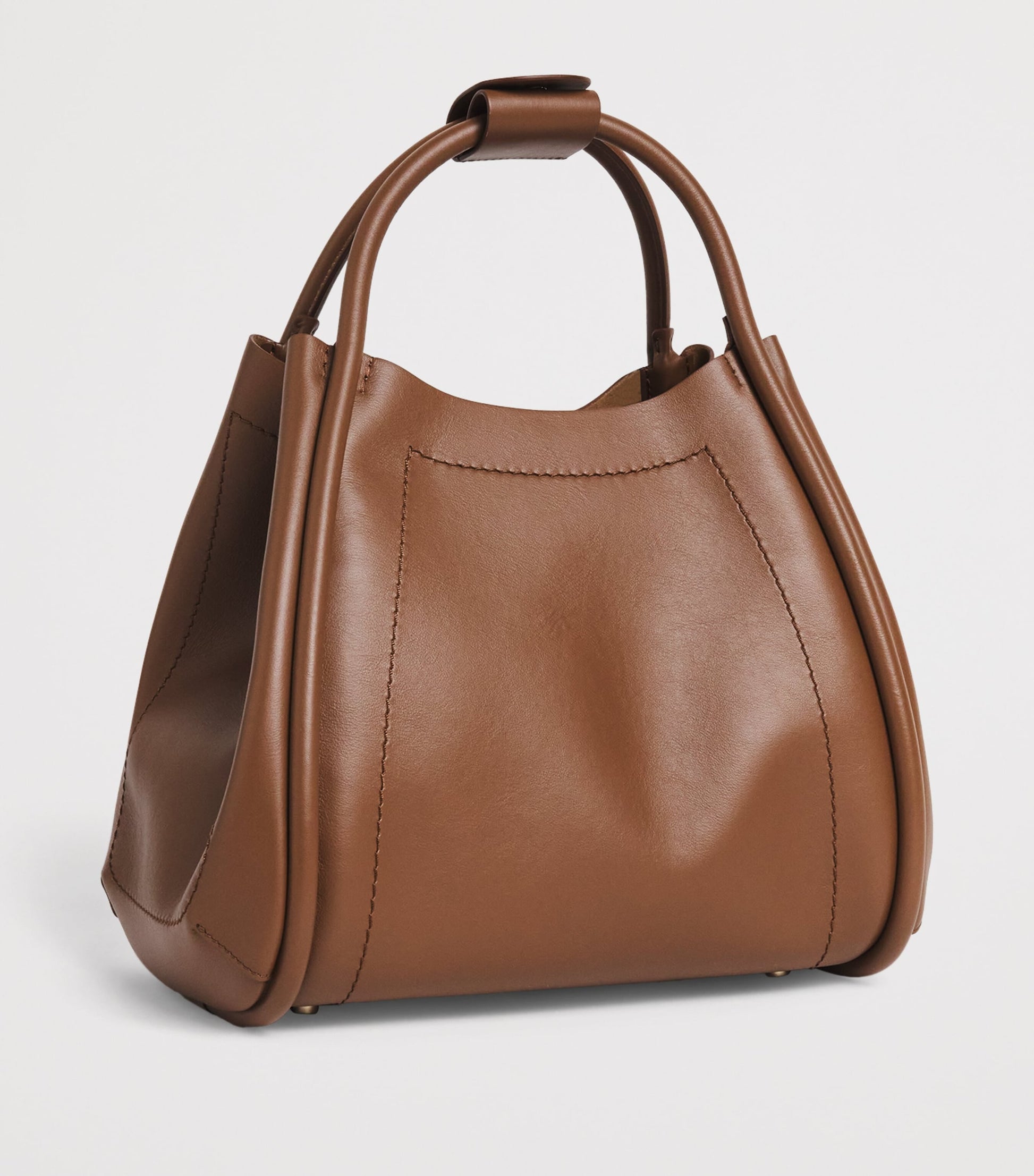 Max Mara Brown Small Leather Marine Top-Handle Bag