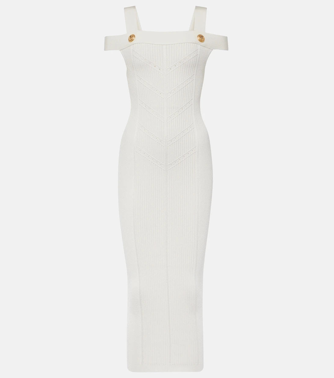 Balmain - Ribbed-knit jersey midi dress
