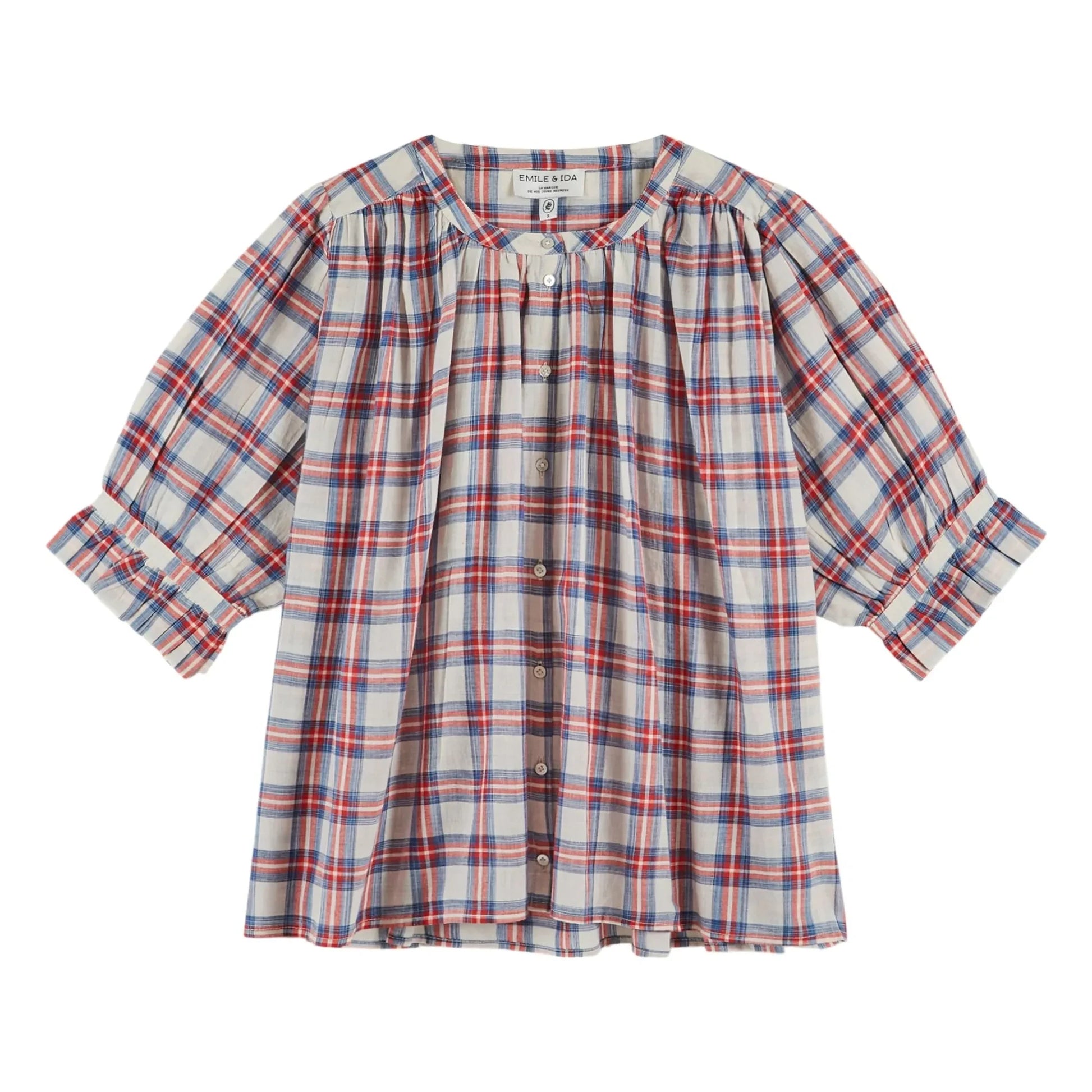 Emile et Ida - Khadi Cotton plaid blouse | Red