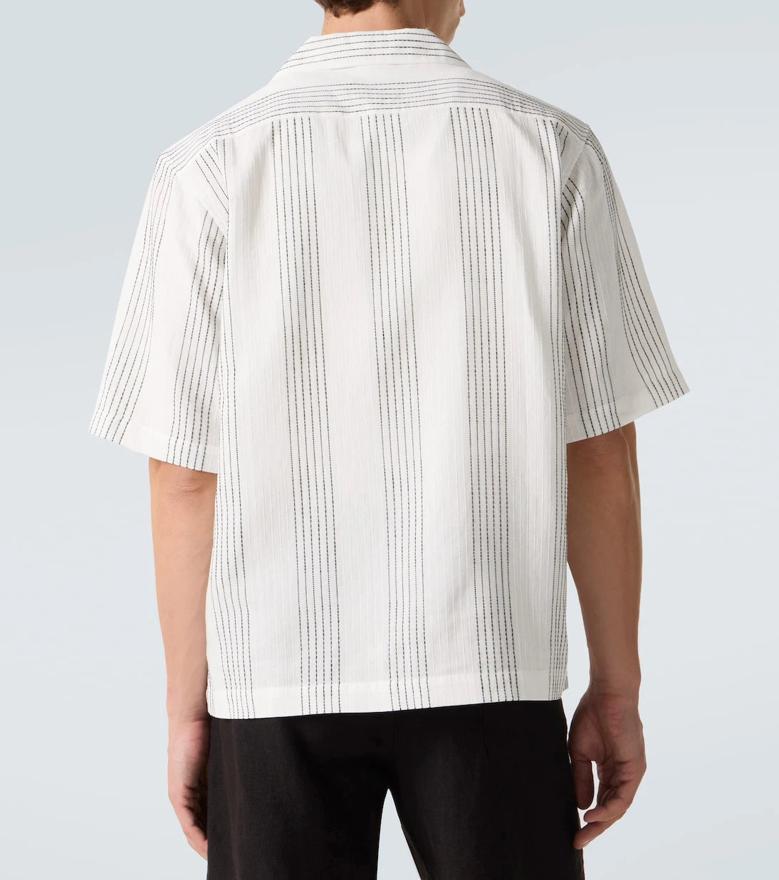 Commas - Textured Striped cotton bowling shirt