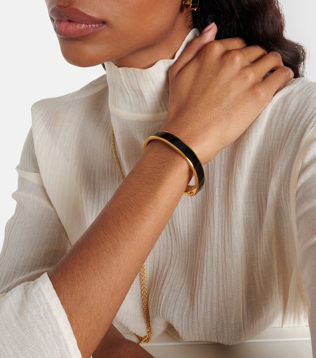 Toteme - Signature enamel gold-plated bangle