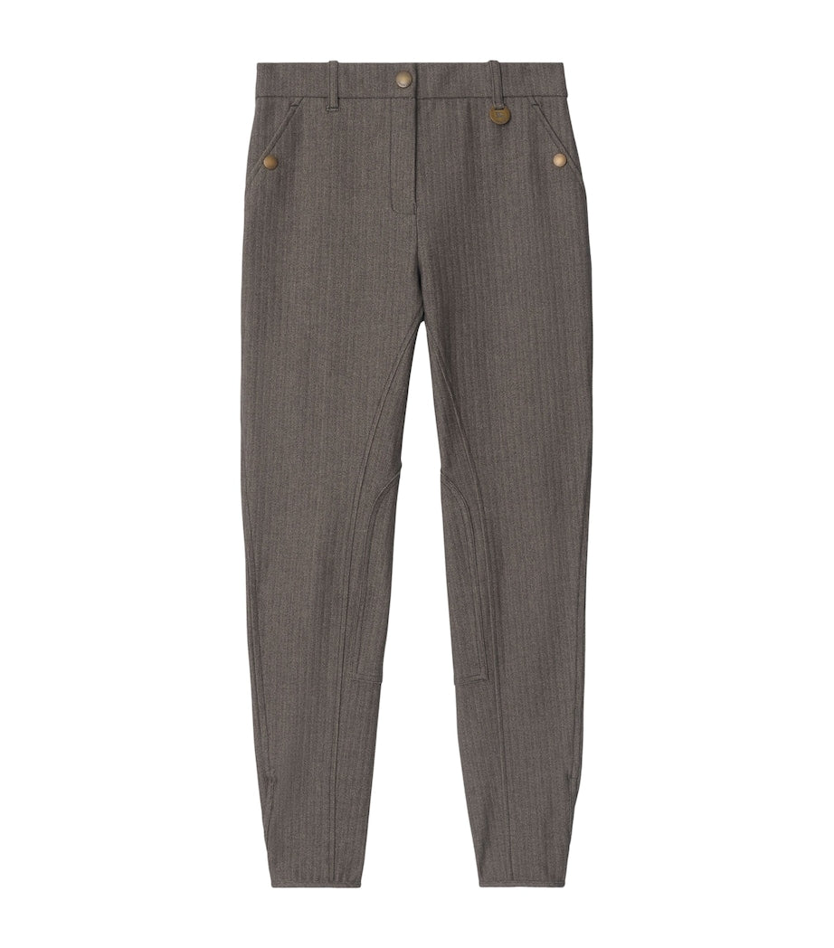 Burberry Brown Stretch Cotton Herringbone Jodhpurs
