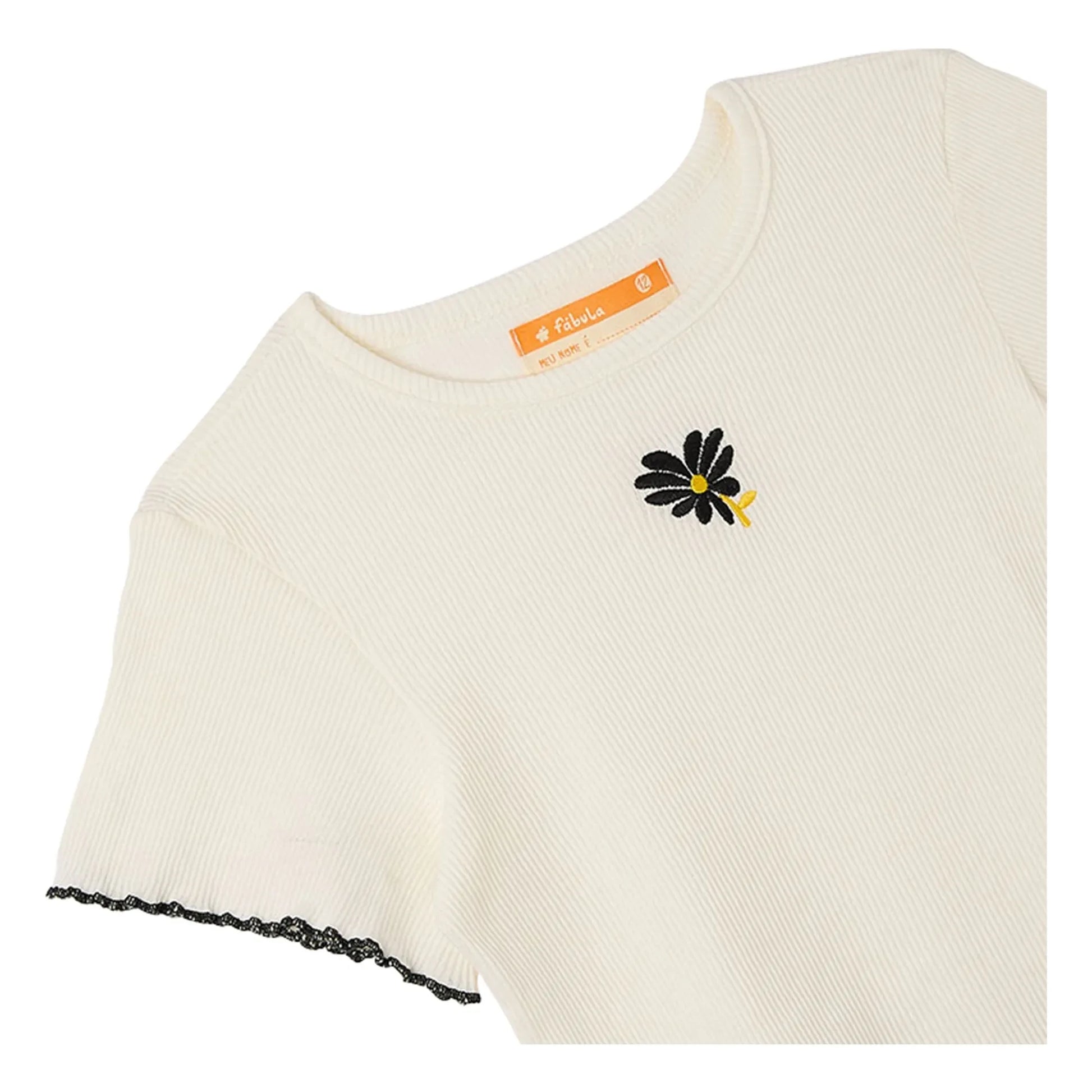 Fabula - Ribbed Flower T-Shirt | White